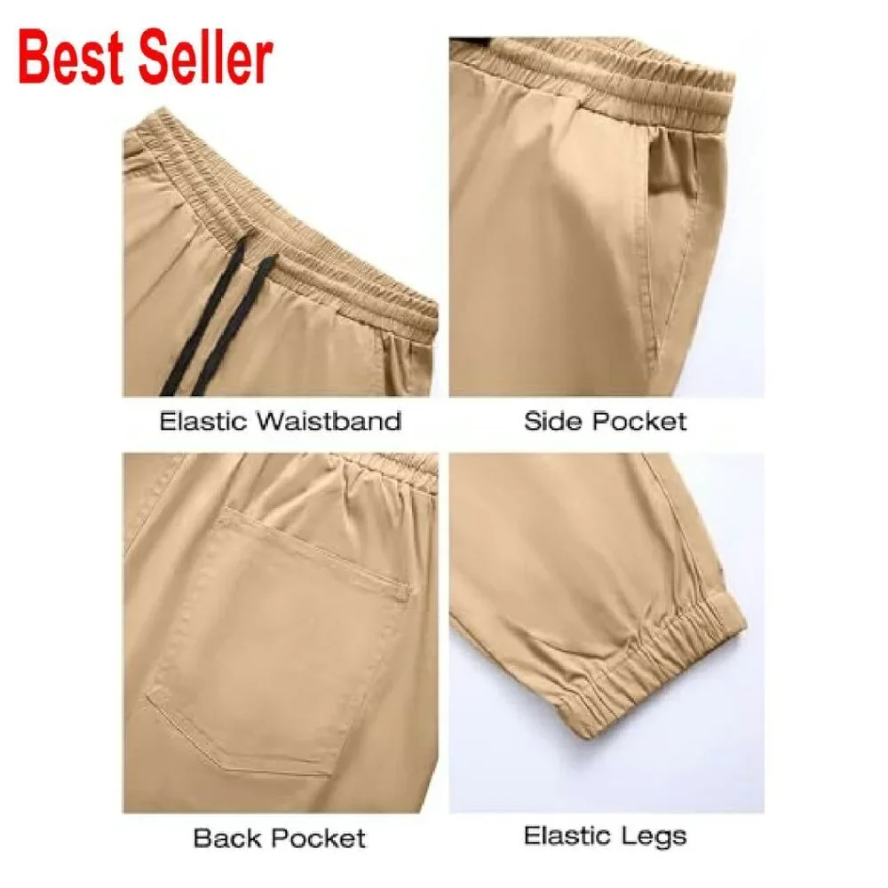 Men's Lightweight Joggers Tapered Fit Casual Athletic Sweatpants Elastic Waist